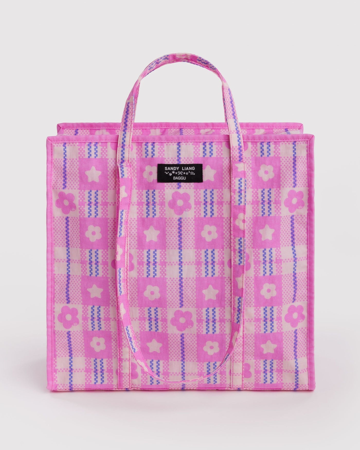 Large Nylon Market Bag - Market Plaid Pink - Light Pack