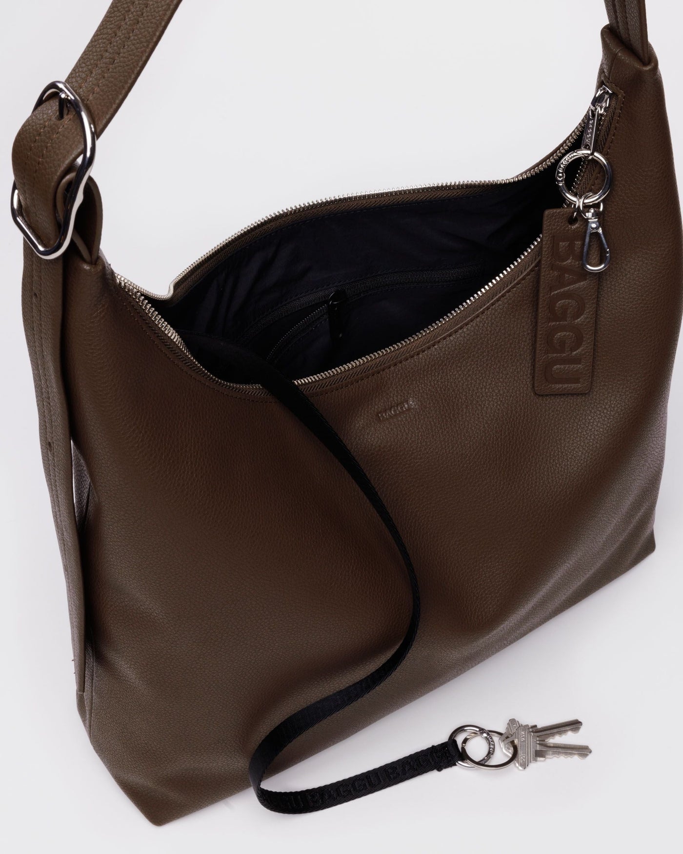 Recycled Leather Shoulder Bag - Brown - Scalp Support