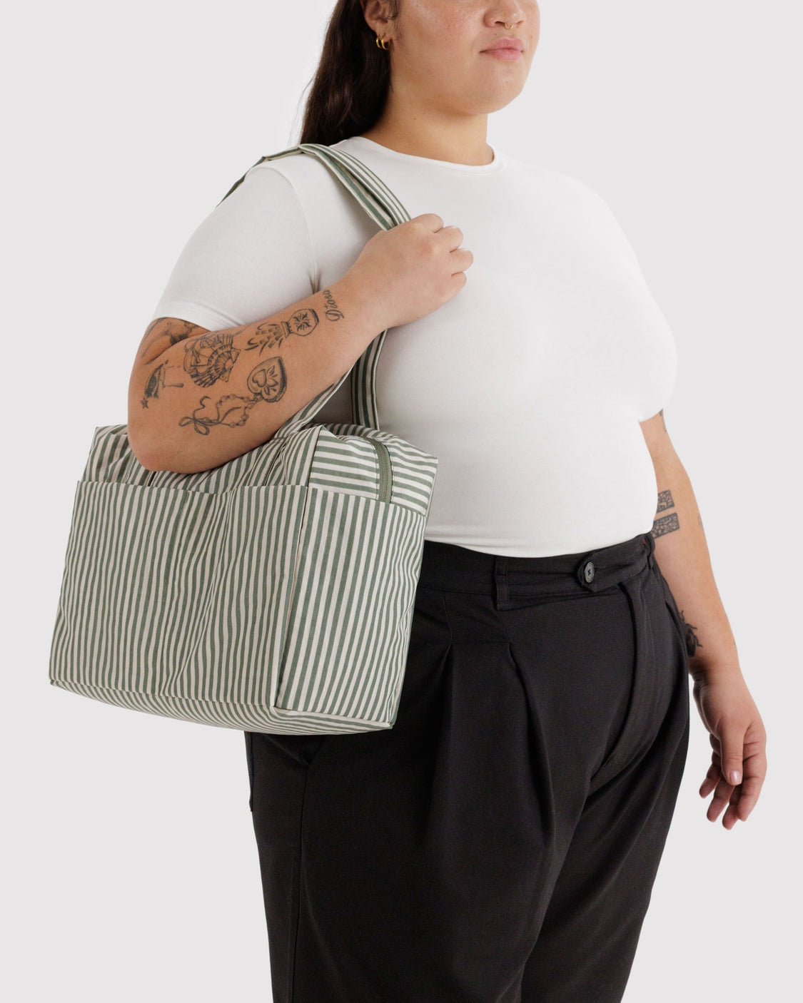 Everyday Cloud Bag - Sage Stripe - Beach Ready
