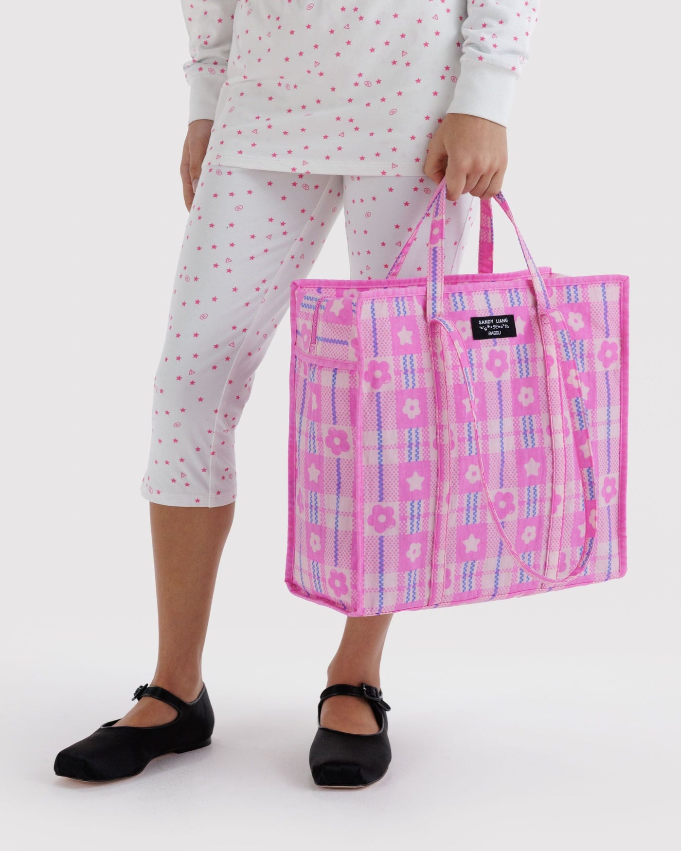 Large Nylon Market Bag - Market Plaid Pink - Light Pack