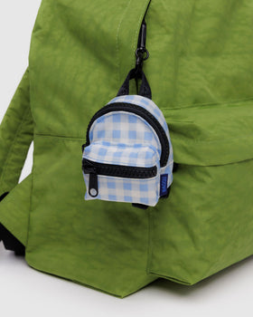 Backpack Charm - Light Blue Gingham