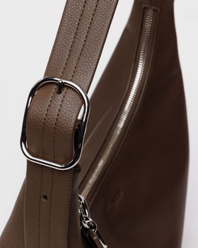 Recycled Leather Shoulder Bag - Brown - Scalp Support