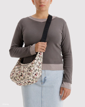 Medium Nylon Crescent Bag - Storybook Floral