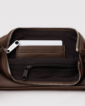 Recycled Leather Pochette - Brown